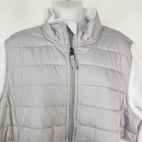 Faded Glory Womens Jacket 1X 16W White Gray Fleece Long Sleeve Full Zip Lined - Picture 3 of 9